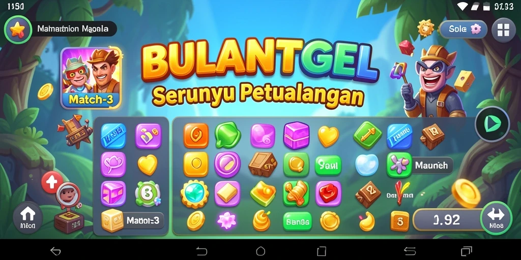 Tampilan gameplay seru di BULANTOGEL dengan keseruan mencocokkan item.