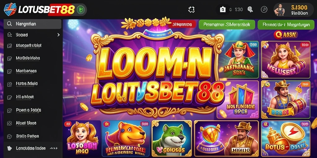 Tampilan gameplay menarik dari LOTUSBET88 yang menampilkan mesin Slot yang beragam.