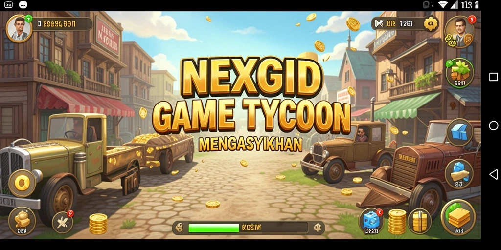 Screenshot utama NEXGID menunjukkan gameplay menarik dalam mengelola bisnis.