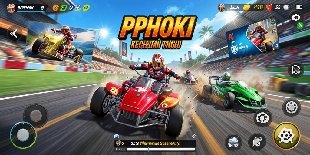 Screenshot utama PPHOKI menampilkan balapan yang intens dan menarik.
