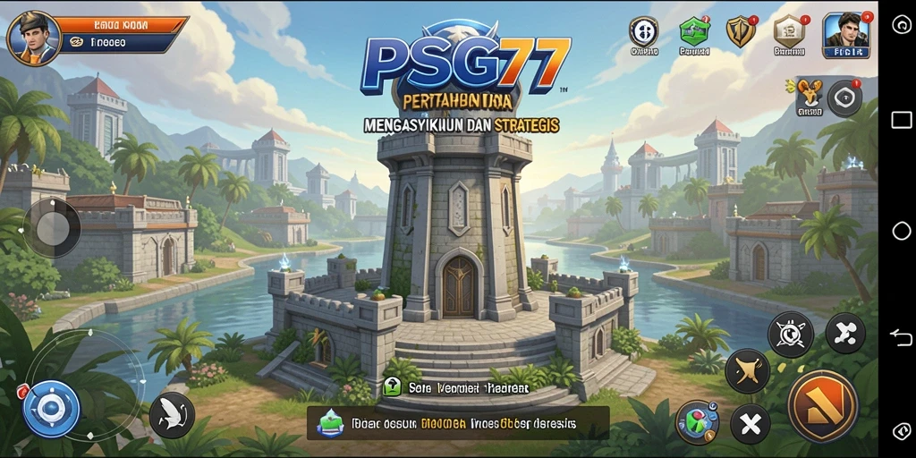 Tampilan gameplay menarik dari PSG77 dengan berbagai menara pertahanan.