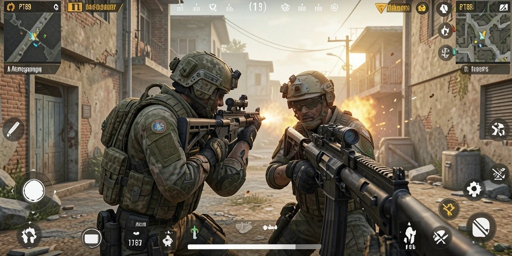 Tangkapan layar gameplay seru PT89 menampilkan pertempuran FPS yang menegangkan.