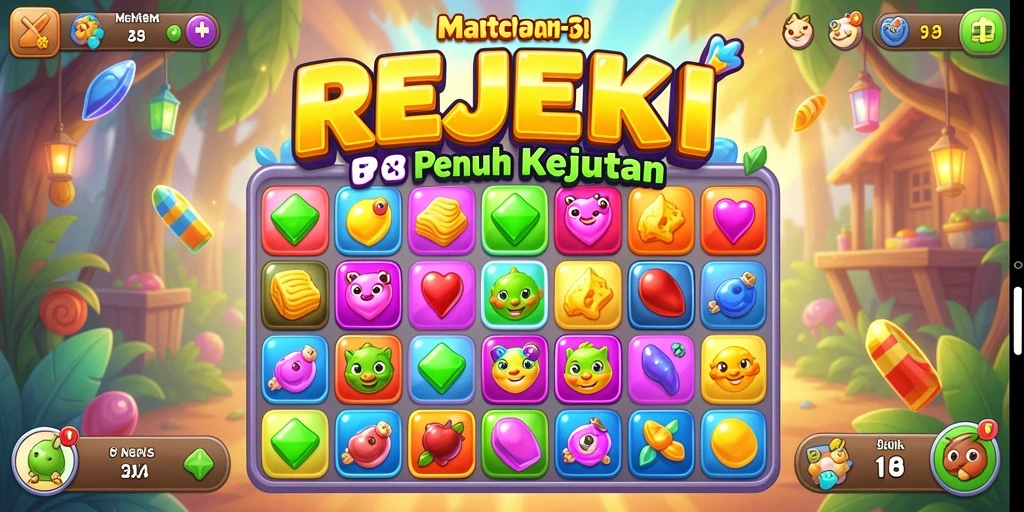 Tampilan gameplay seru dan colorful dari game Match-3 REJEKI.