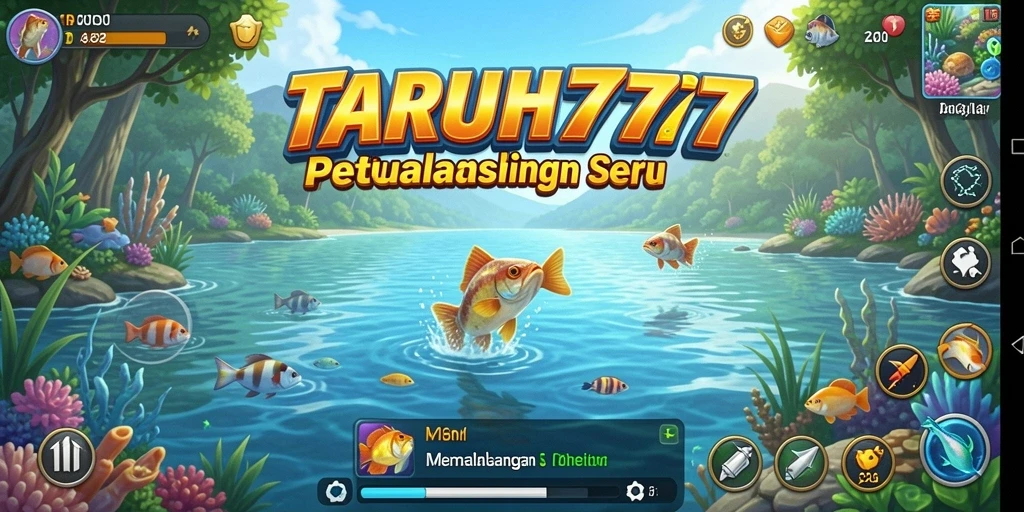 Screenshot gameplay TARUH777 menunjukkan suasana memancing yang mendebarkan.