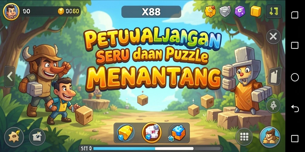 Screenshot gameplay X88 menampilkan tantangan menakjubkan dalam teka-teki.
